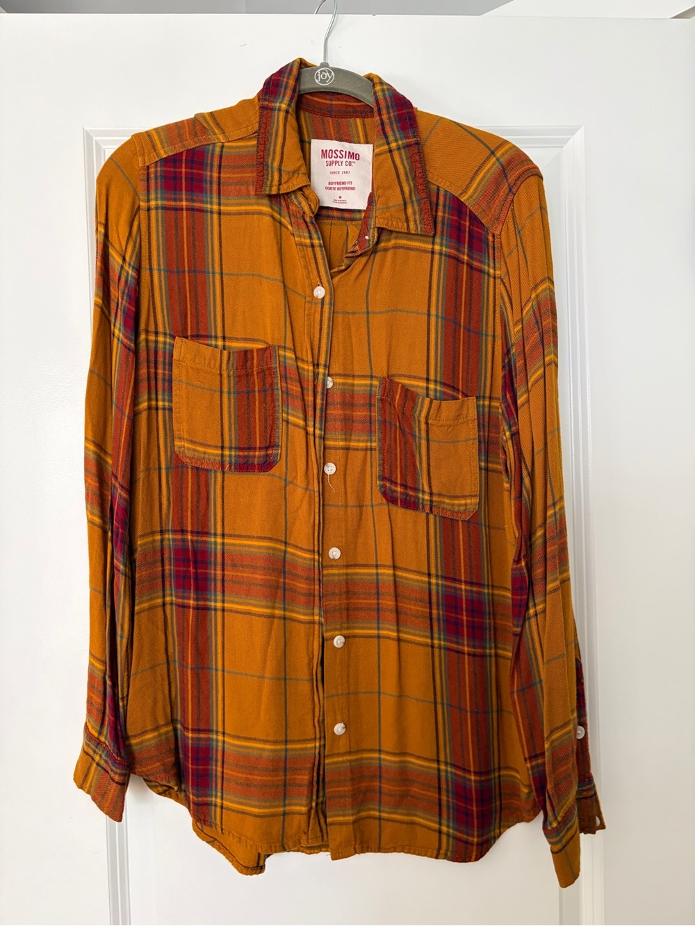 Mossimo Supply Co. Mustard Orange Plaid Button-Down Shirt